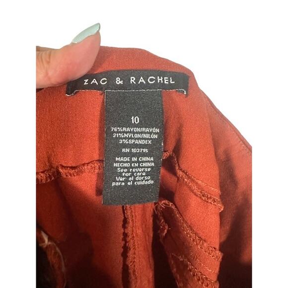 Zac & Rachel Rust Straight Leg Dressy Pull On Pants Women Sz 10 - Picture 7 of 7